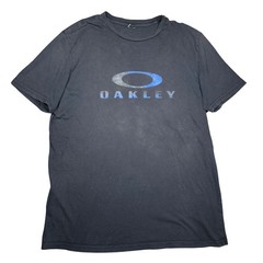 Y2K Oakley Ellipse Logo Graphic T-Shirt Mens Navy Blue Short Sleeve Medium