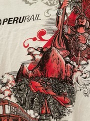Peru Rail White Graphic Shirt Size XL Frutiger Metro Passenger Train Inca Empire