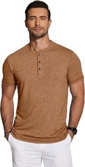Men’s Short Sleeve Henley Shirt Casual Summer Tee Lightweight Breathable Solid T