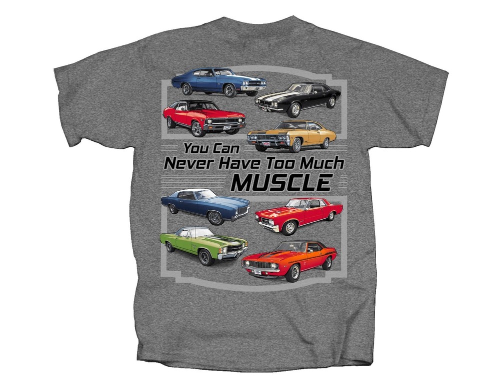 Joe Blow T’s Chevy Never Too Much Muscle Men’s T-Shirt Chevelle Camaro Nova