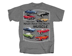Joe Blow T’s Chevy Never Too Much Muscle Men’s T-Shirt Chevelle Camaro Nova