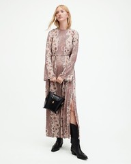 All Saints Womens Paisley Maxi Dress Cascade Long Sleeve / Sleeveless Viscose