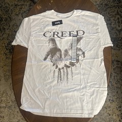New Creed Band T Shirt Mens Large White Graphic Hands Spencer’s Rock Band NWT