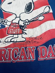 VTG 50’s Snoopy All American Dad Grill T Shirt Single Stitch 4th of July Flag