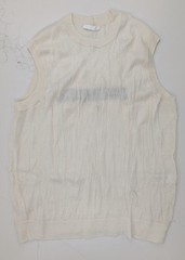 Helmut Lang Crushed Wool Tank Top Size Medium Ivory White NWT $395 Merino Logo