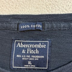 Vintage Abercrombie & Fitch Mens XL Navy Blue Red Stripe Logo T-Shirt Cotton