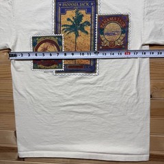 Vintage 90s Panama Jack Nassau Bahamas Postage Stamp Graphic T-Shirt USA Medium