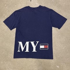 vintage 90s tommy hilfiger big logo tee navy oversized