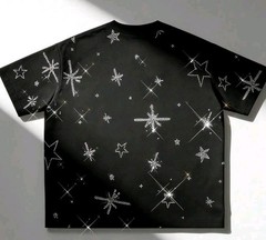 New Men Luxury Diamond Stars Rhinestones Fashion Black T-Shirt High Quality