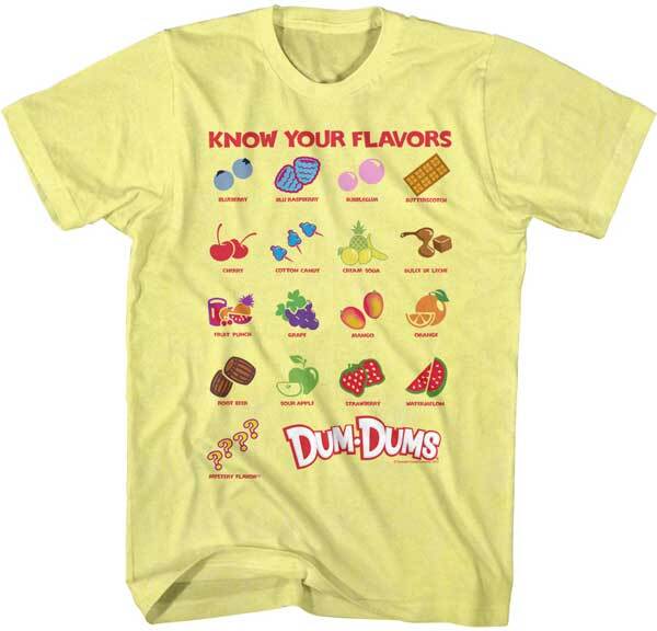 Dum Dums Candy Suckers Know Your Flavors 17 Different Original Pop Men’s T Shirt