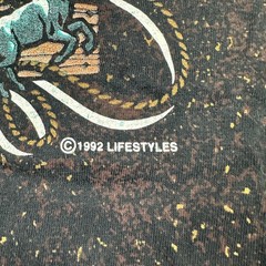 Vintage Lifestyles T Shirt Mens M Black Single Stitch Beefy Western Splatter 90s