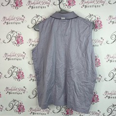 TEHAMA polo sleeveless tank top stripes dotted Lavender Sleeveless Blouse
