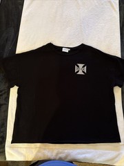 Rhude Cross Men’s Black 2XL Twill Cotton Graphic Logo T-Shirt Size XXL ￼