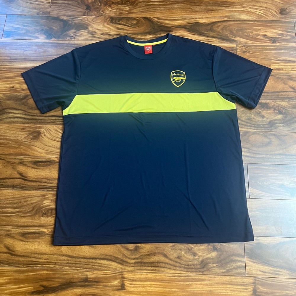Arsenal FC Mens 3XL Training Shirt Navy Blue Yellow Stripe Soccer Top Official