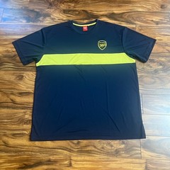Arsenal FC Mens 3XL Training Shirt Navy Blue Yellow Stripe Soccer Top Official
