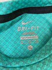 Nike Dri-FIT Running Shirt Mens XL Teal Striped Short Sleeve Mesh Training Top