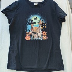 Greyhounds In Witch Hats Pumpkins Halloween Lady Shirt Sz XL But Looks Smaller