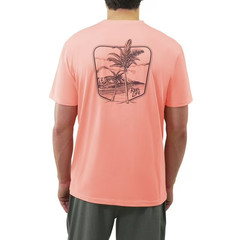 Reel Life Men’s Short Sleeve Graphic Tee Size Medium Coral