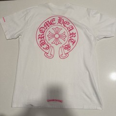 Chrome Hearts Horseshoe Plus Logo Pocket Short Sleeve Tee Shirt White Pink Large