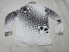 Men’s XL Black White Abstract Pattern Button Front Shirt Long Sleeve Collared