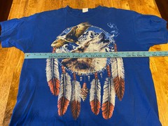 Vintage Eagle Wolf Arrowhead Native Feathers Dream Catcher Mountain Shirt XL