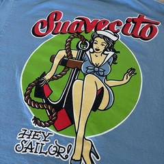 Suavecito tshirt -short sleeve light blue ,large back graphic-size large