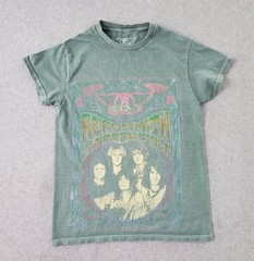 Aerosmith Shirt Mens XS Green Let Rock Rule Psychedelic Graphic Band Concert Tee