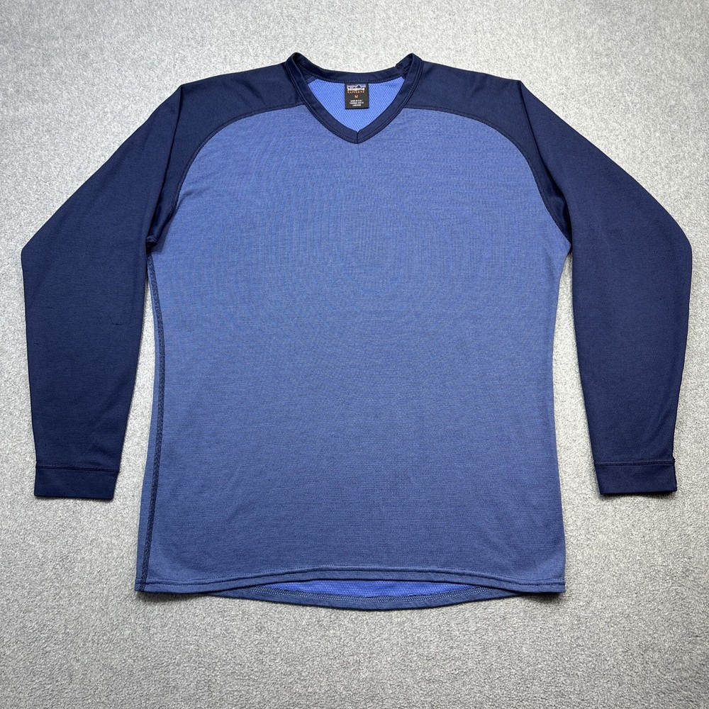 Patagonia Capilene T Shirt Men Medium Blue Raglan Outdoor Hiking Base Layer