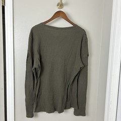 Carbon Men’s XL Y2K Winged Up Long-Sleeve Thermal Shirt Green Grunge Skater Punk