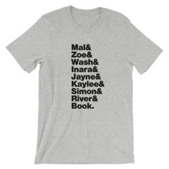 Firefly T-Shirt. TV Show SciFi Tee on Black White or Gray Soft Cotton