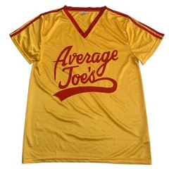 Average Joes Men’s Size M Dodgeball Yellow V-Neck Costume Satin Shirt Jersey