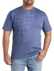 NWT HUGO BOSS Tessin 24 Satin Houndstooth Stitch Graphic T-Shirt Blue BIG & TALL