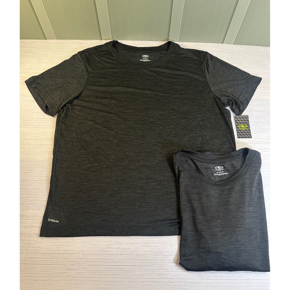 Athletic Works Mens DriWorks Poly Jersey Tee 2 Pack Rich Black Stripe XL 46-48