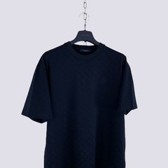 Louis Vuitton LV Embroidery Logo Damier Cotton Pique T-Shirt Navy Blue Size L