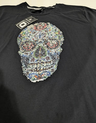 New Fashion Skulls Rhinestone Mens Luxury Short Sleeve T Shirt Trend Streetwear