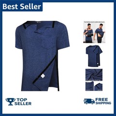 Men’s Post Shoulder Surgery Recovery Shirt Tear Away Short Sleeve Rotator Cuf…