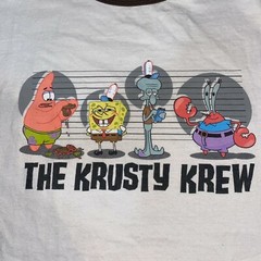 Y2K Spongebob SquarePants The Krusty krew White Ringer Tshirt – L Nickelodeon