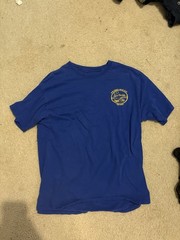 Hanes Tagless 6.1 Men’s Blue Tierra Del Sol 4×4 Graphic Tee L Crew Neck