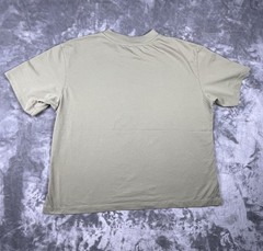 Uniqlo AIRism T Shirt Mens Large Beige Boxy Short Sleeve Crew Neck Cotton Tee