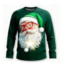 Christmas Men’s Santa Claus Funny thin T Shirt Long Sleeve T shirt 3D Prints