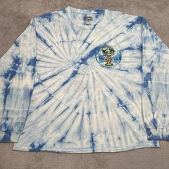 China Town Market Shirt Around The World Blue White Tie Dye Two Sided Sz Large