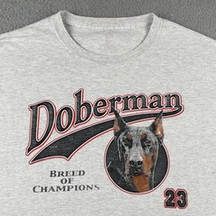 Vintage Doberman Dog Shirt Breed Of Champions #23 Large Gray Cotton Tagless