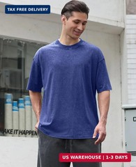 Men’s Cotton T-Shirts Oversized Unisex Short Sleeves Casual Loose Wash Solid Bas