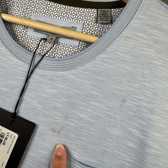 Ted Baker London Mens Light Blue Slub 100% Cotton Pocket T-Shirt Size 5 XL