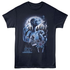 E.T. The Extraterrestrial T-Shirt 1982 Movie COLLAGE New Navy Cotton