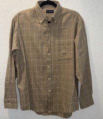 New John Ashford Beige Flannel Plaid Shirt Small