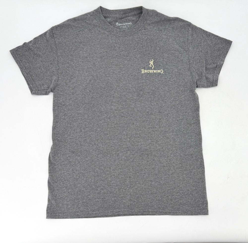 Browning Shirt Adult Medium Gray Hunting Texas Distresed Flag Graphic T-Shirt