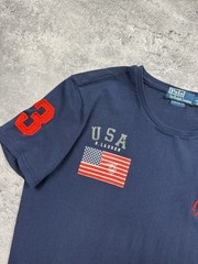 Polo Ralph Lauren USA Flag Big Pony T-Shirt Chief Keef Tee Y2K Blue Men’s Size L