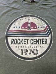 Delta Platinum T-Shirt Rocket Center Huntsville, AL. Saturn 5 Gray
