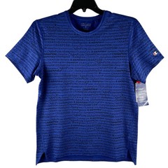 Champion T-Shirt Men’s Medium Crew Neck Mesh Fabric Signature Logo Blue NEW